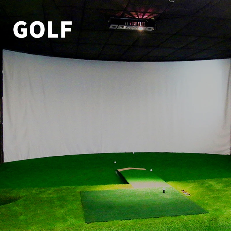 Custom 3.2M Width 4K HD Two Sides Available Flame Retardant Indoor Slient Golf Triple Layer Simulator Impact Screen Fabric