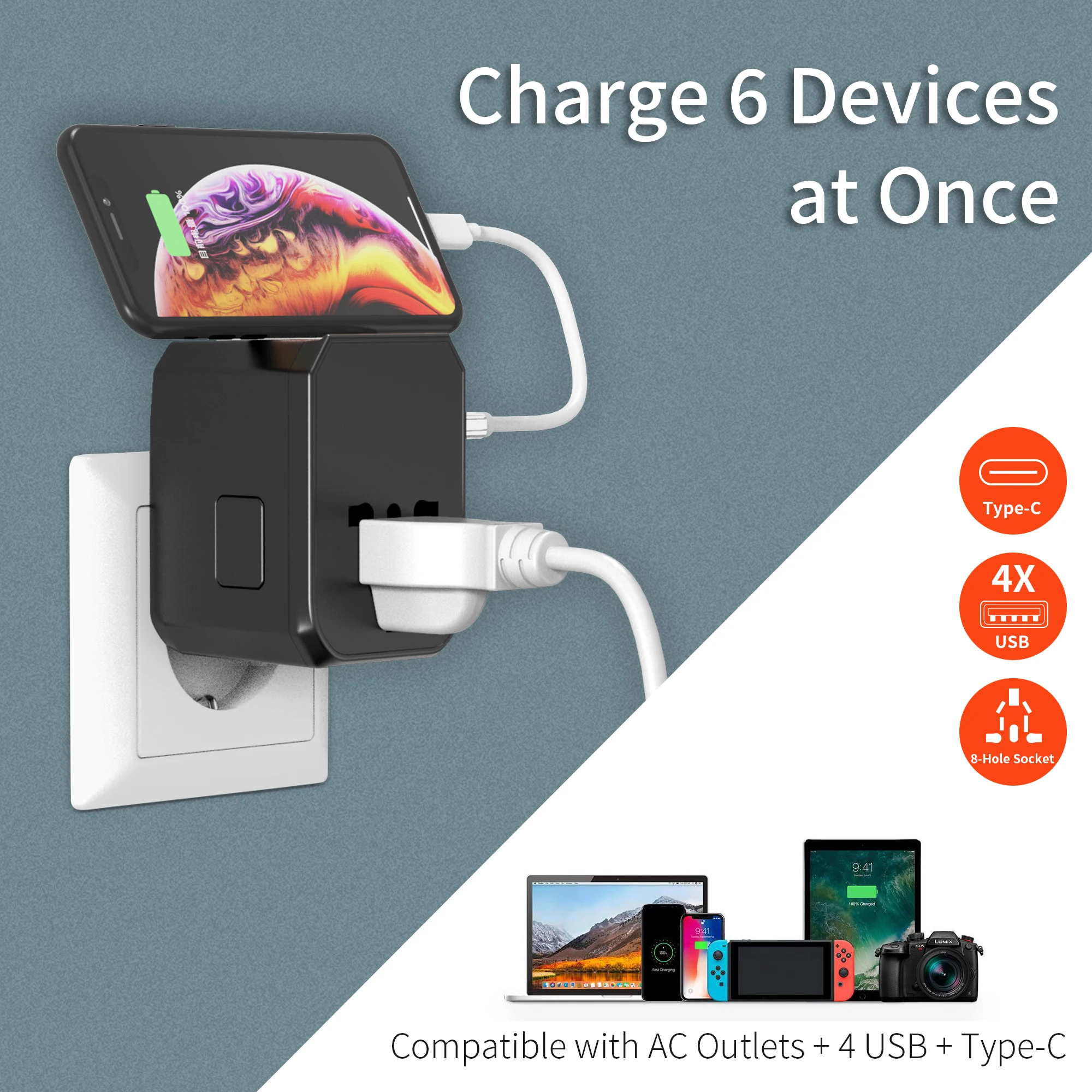  По всему миру для смарт-двойной USB адаптер телефона и портом типа C универсальное зарядное устройство безопасности 5v 5600mA Универсальное переменного