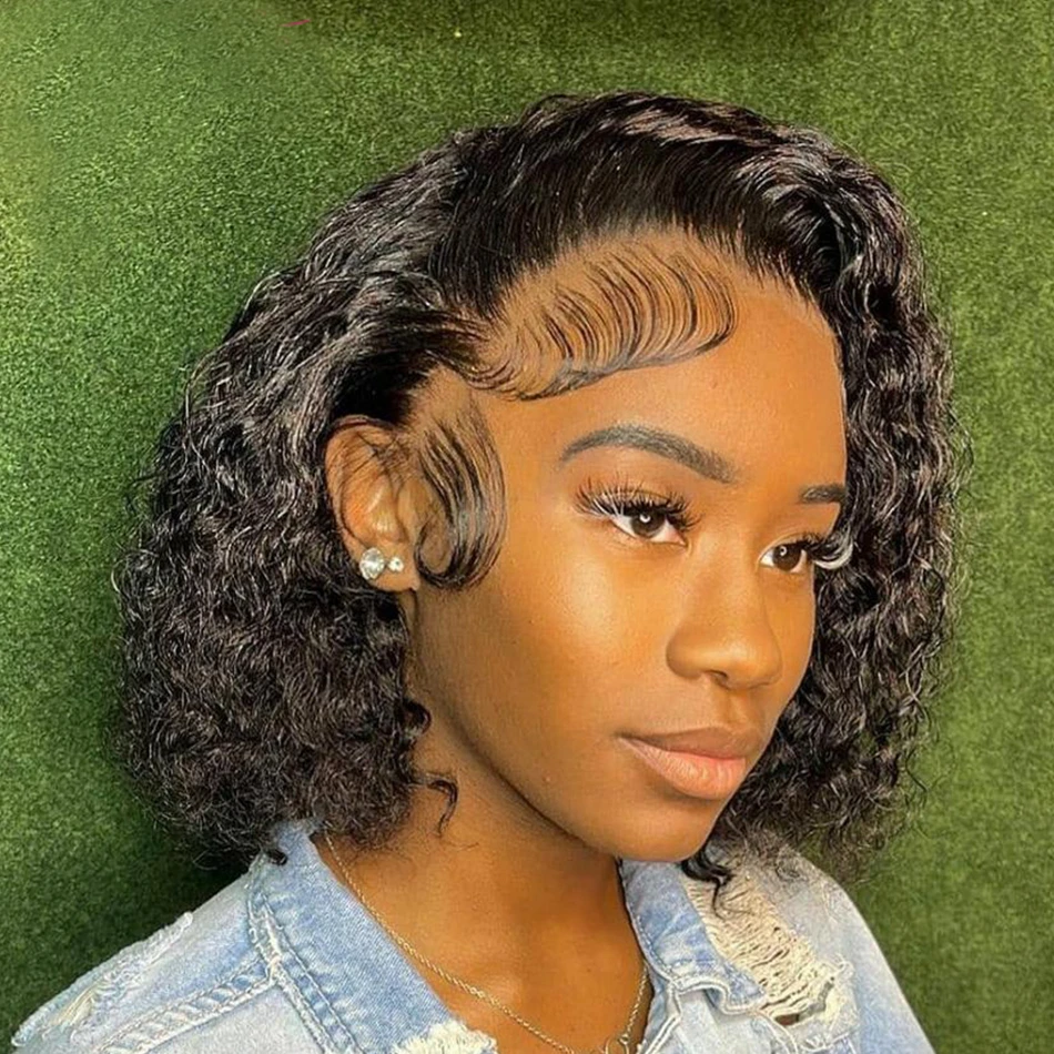 Wholesale Kinky Curly Short Bob Wigs Human Hair Lace Front Wigs Raw Indian Human Hair HD Lace Frontal Wigs For Black Women