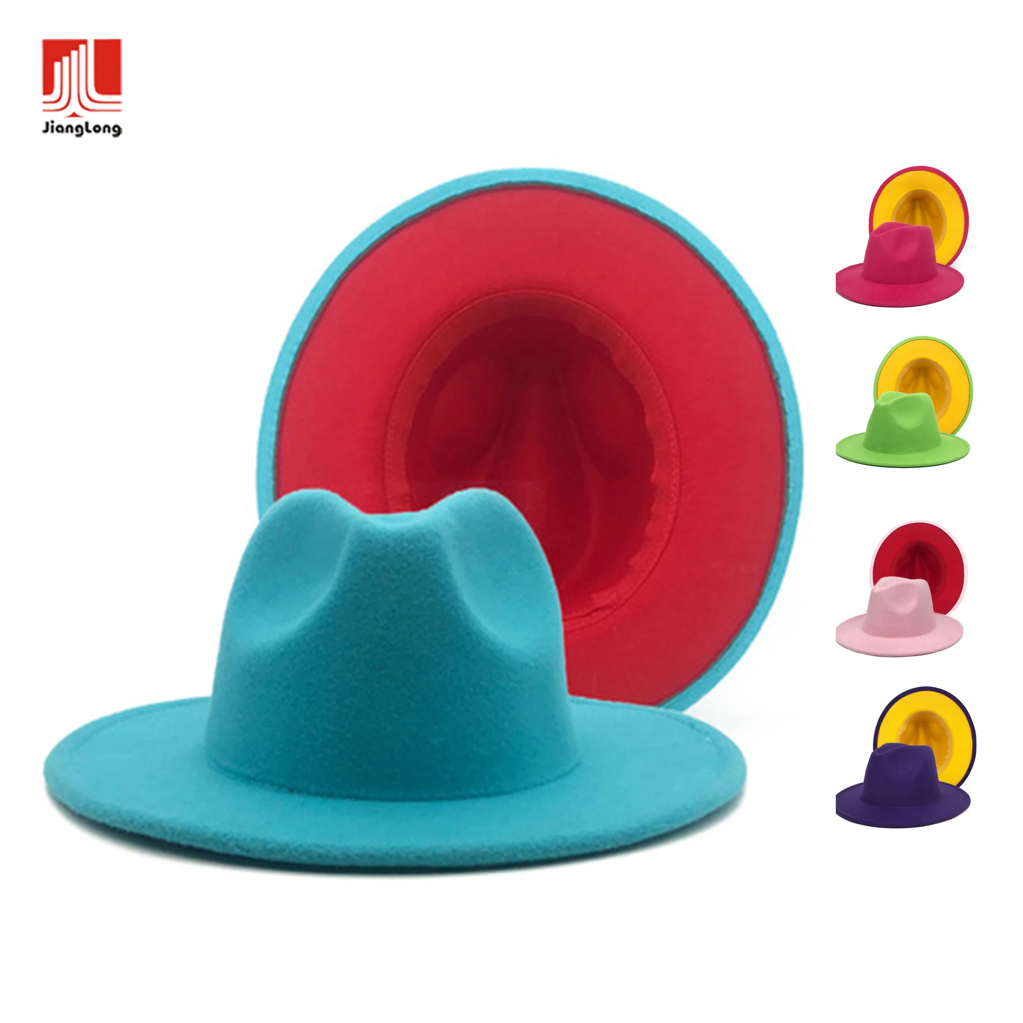 2021 для женщин из полиэстера/одежда из флиса и хлопка в двух цветов с широкими полями фетровая шляпа Панама оптовая пользовательские шерсть фетровая шляпка шерстяная шапки по Вашему заказу оптовой цены