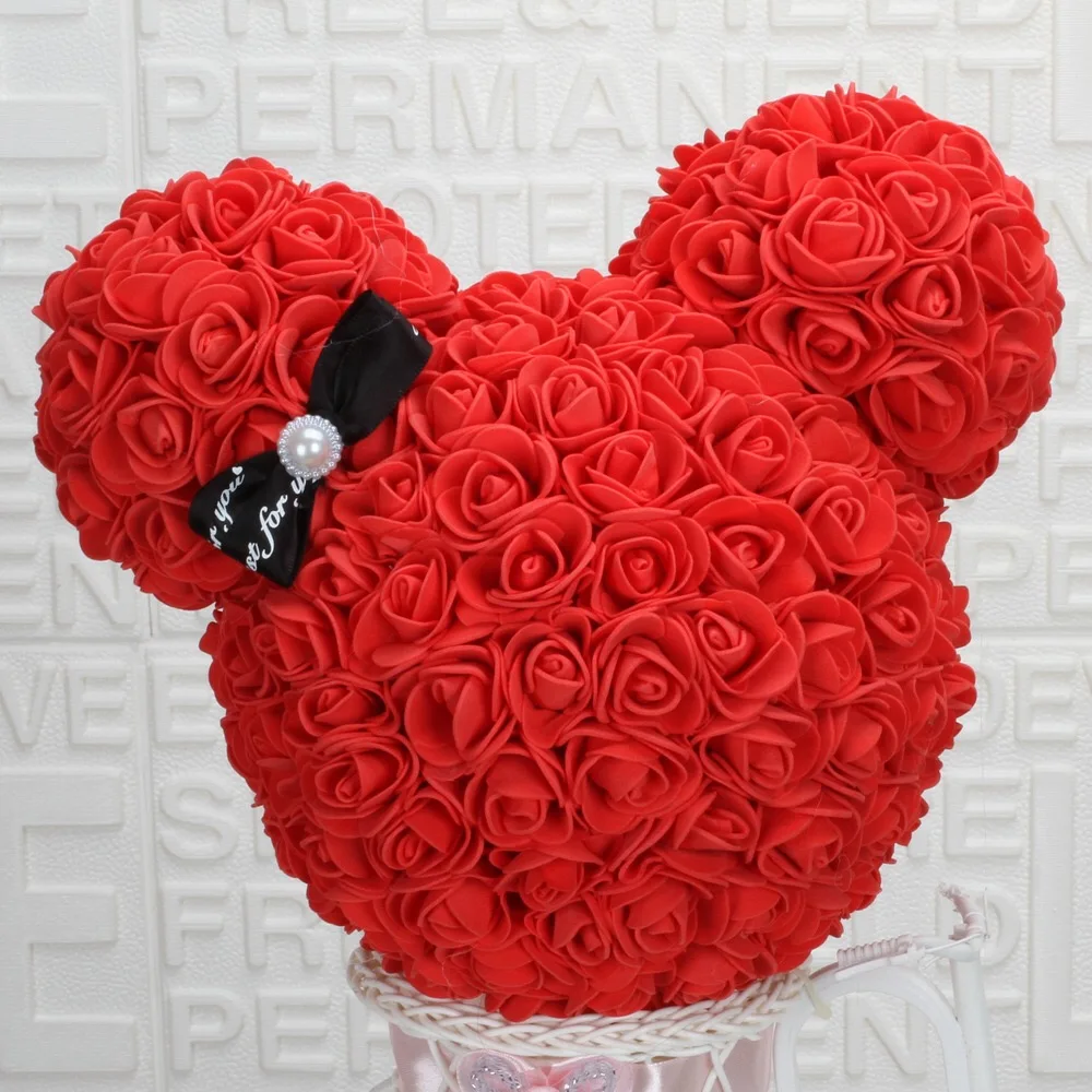 Beautiful Handmade Preserved Rose Teddy Bear for Girlfriend Love Gift