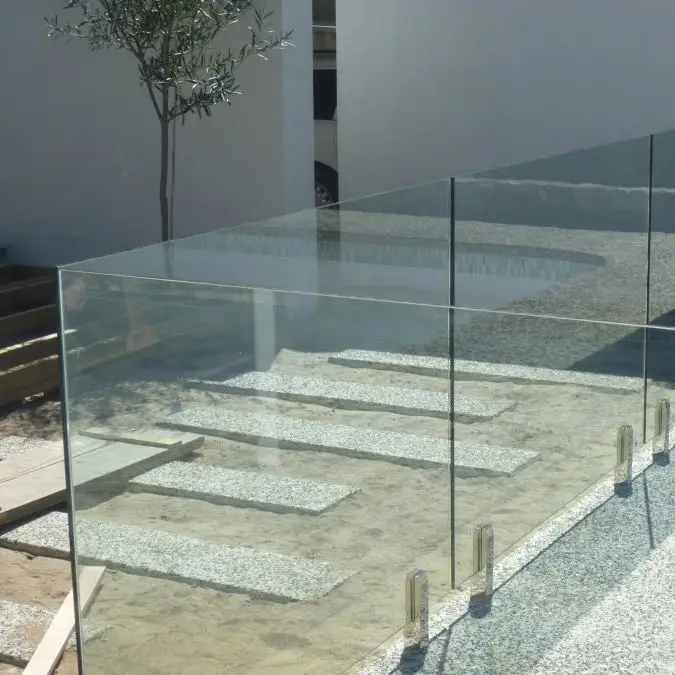 External Stair Balustrade with 12mm extra clear Glass and offset handrail for house