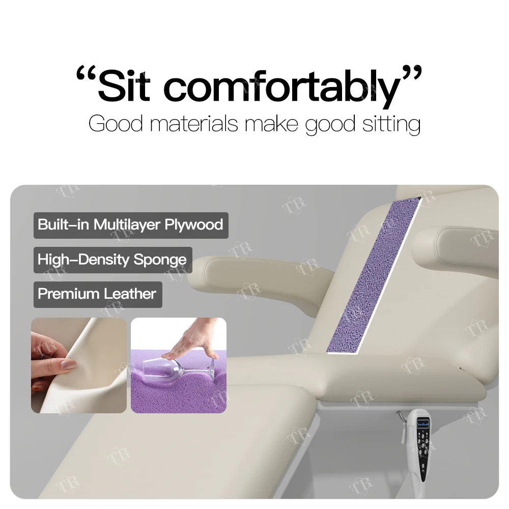 Turri Reclining Chair For Beauty Salon Cosmetic Electric Massage Bed Lifting Adjustable 3 Motors Salon Equipment Furniture