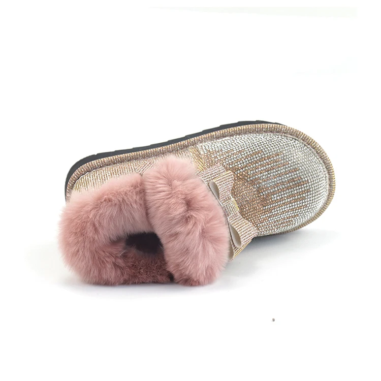
Custom Fluffy Furry Winter Girls Boots Soft Warm Cozy Indoor Outdoor Faux Sheepskin Snow Boots for Kids 