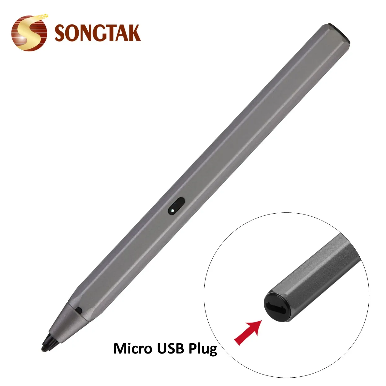 Metal Capacitive Active Stylus Pencil mi-cro USB Digital Drawing Laser Engraved for All Touch Screen Tablets