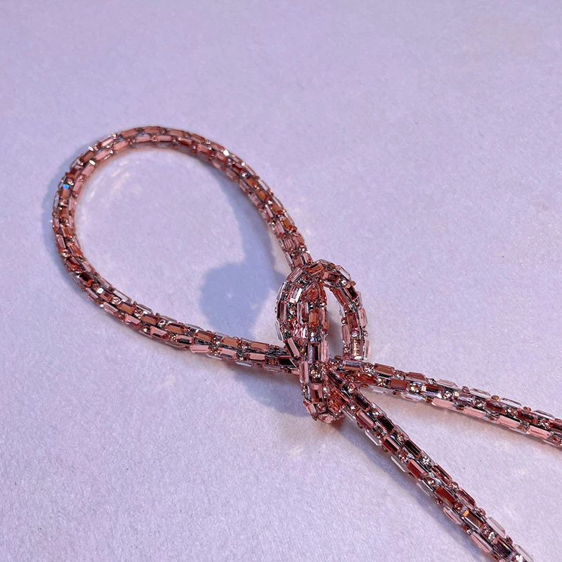 Drawstring Hoodie Rope Jewelry Rhinestone Hot Fix Crystal Decorated Strip Cord Rhinestone Stone Strip for Shoes Shoe Decoration
