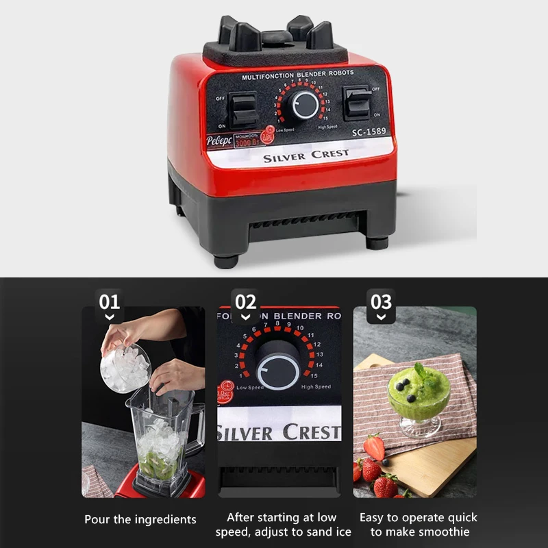 2023 Hot Sell 2 In 1 Heavy Duty Commercial Kitchen Household Fresh Fruit Juicer Electrical Silver Crest Smoothie Mixer Blender