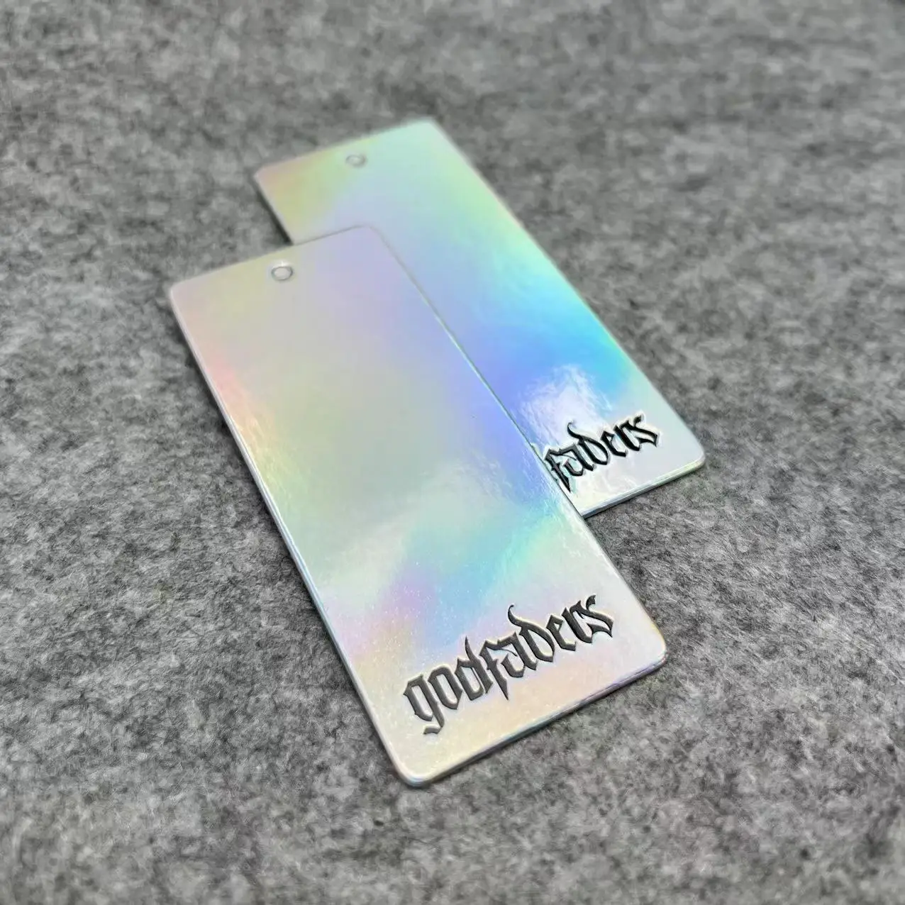Rainbow Holographic Tag Custom Logo Accessories Sealing Clothing Paper Label Holographic Swing Tag with Hologram