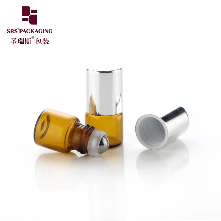 BLP15-1ML 2ML 3ML 5ML Empty Mini Size Glass Vial Container with Thread Matching Screw Metal Silver/Gold Cap with Metal Ball