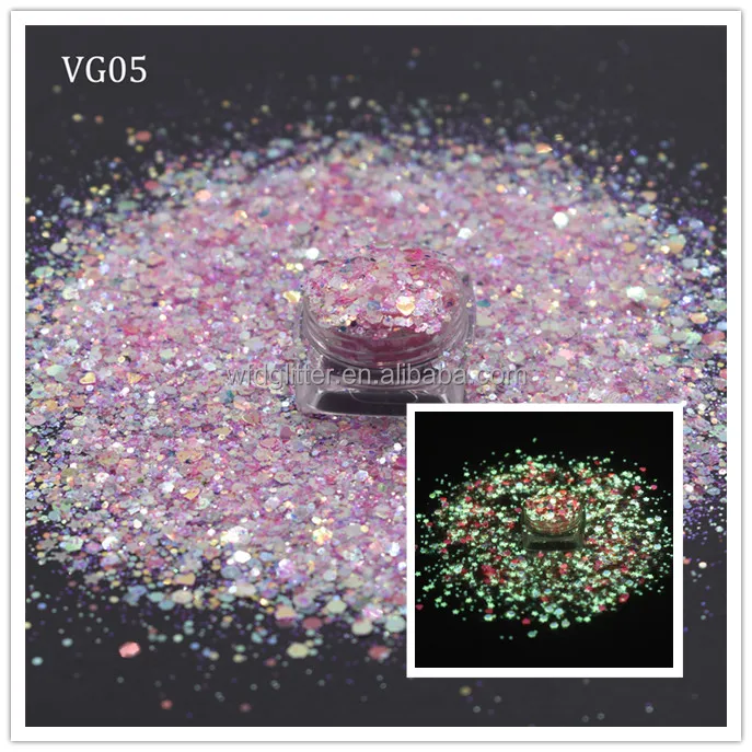 2022 New luminous chunky glitter glow in dark Nail Flakes Glitter birthday decoration