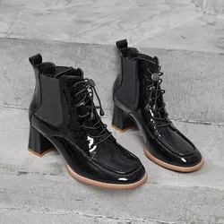 Manufacturer brown genuine leather boots women high heel shoes boots 6 CM dance heel boots