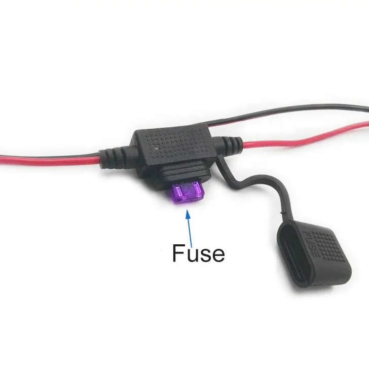 SAE to O type terminal battery charging extension wire harness with 10A fuse for motorcycle