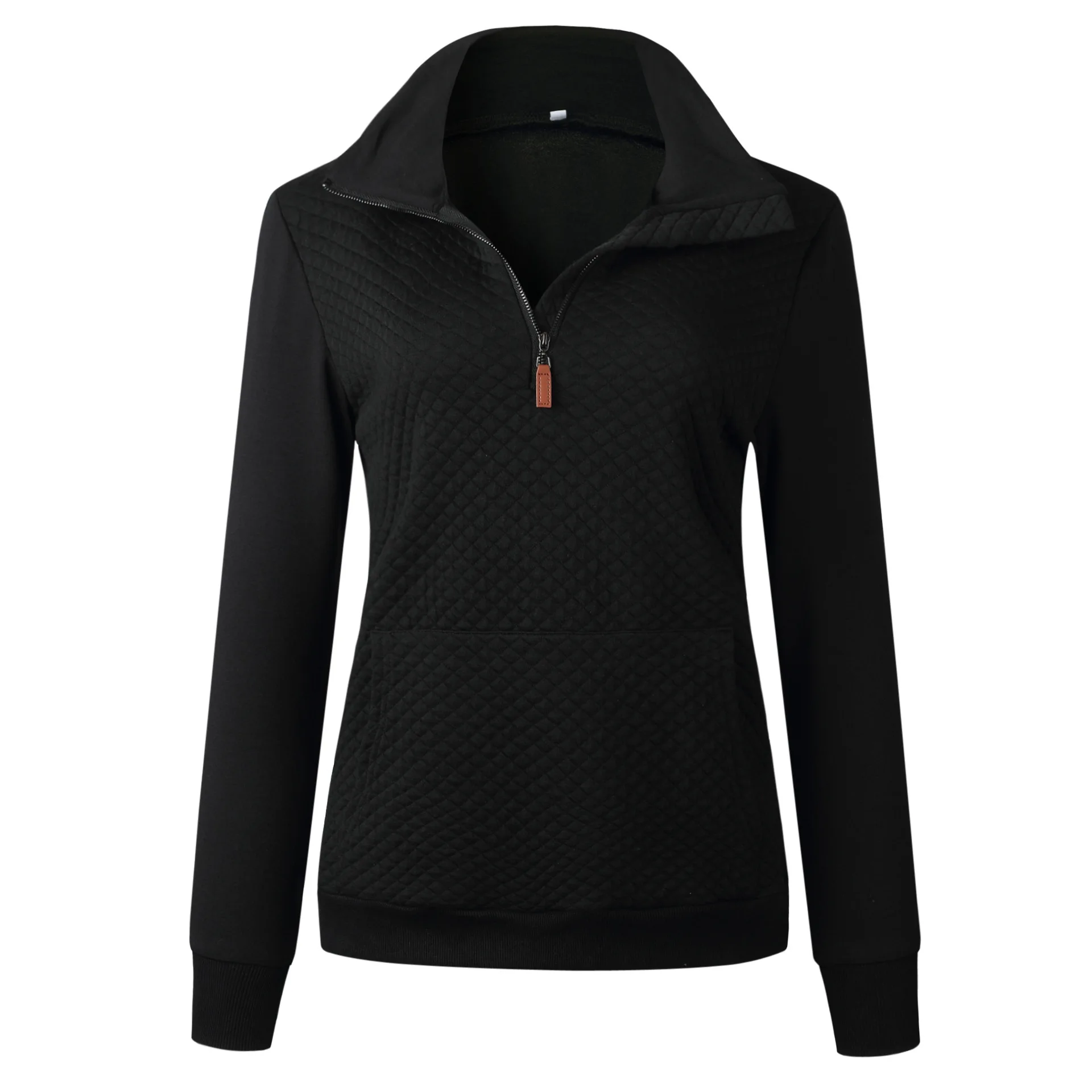 Женский модный стеганый Легкий свитшот на молнии с длинным рукавом