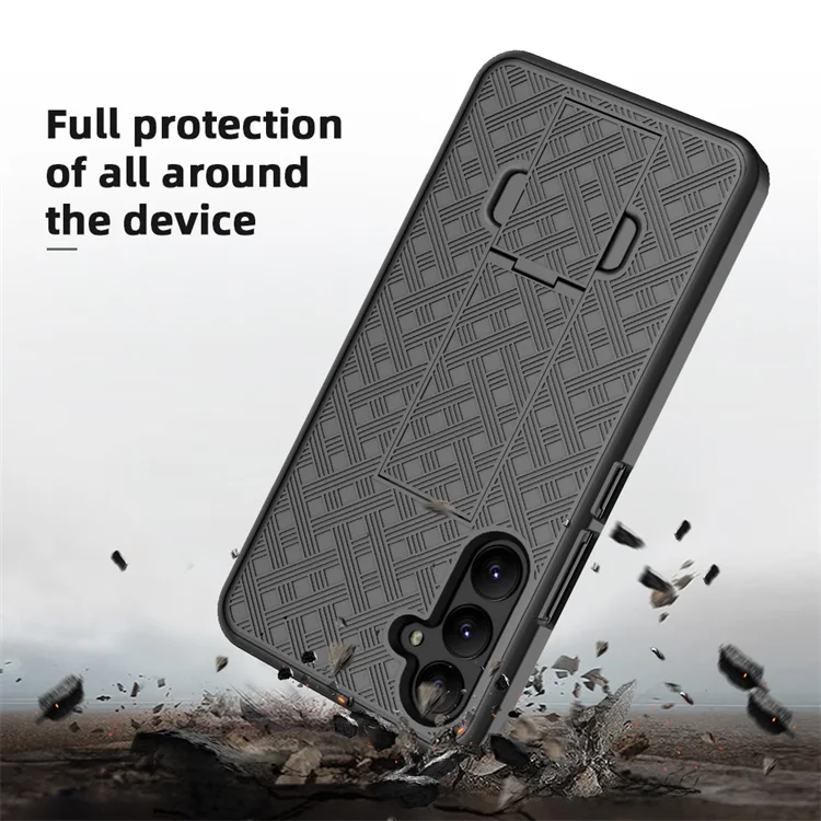 Shockproof weave pattern holster combo mobile phone case with invisible holder for samsung note 10