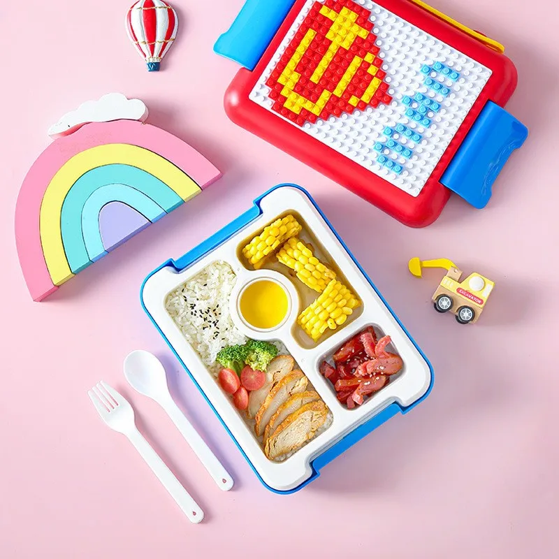Kid Lego Student Bento Lunch Box Rectangle Lunch Box 5 Sex Stainless Kids Lunch Box Plastic New Design Steel Lunch Box 2531 1-3L