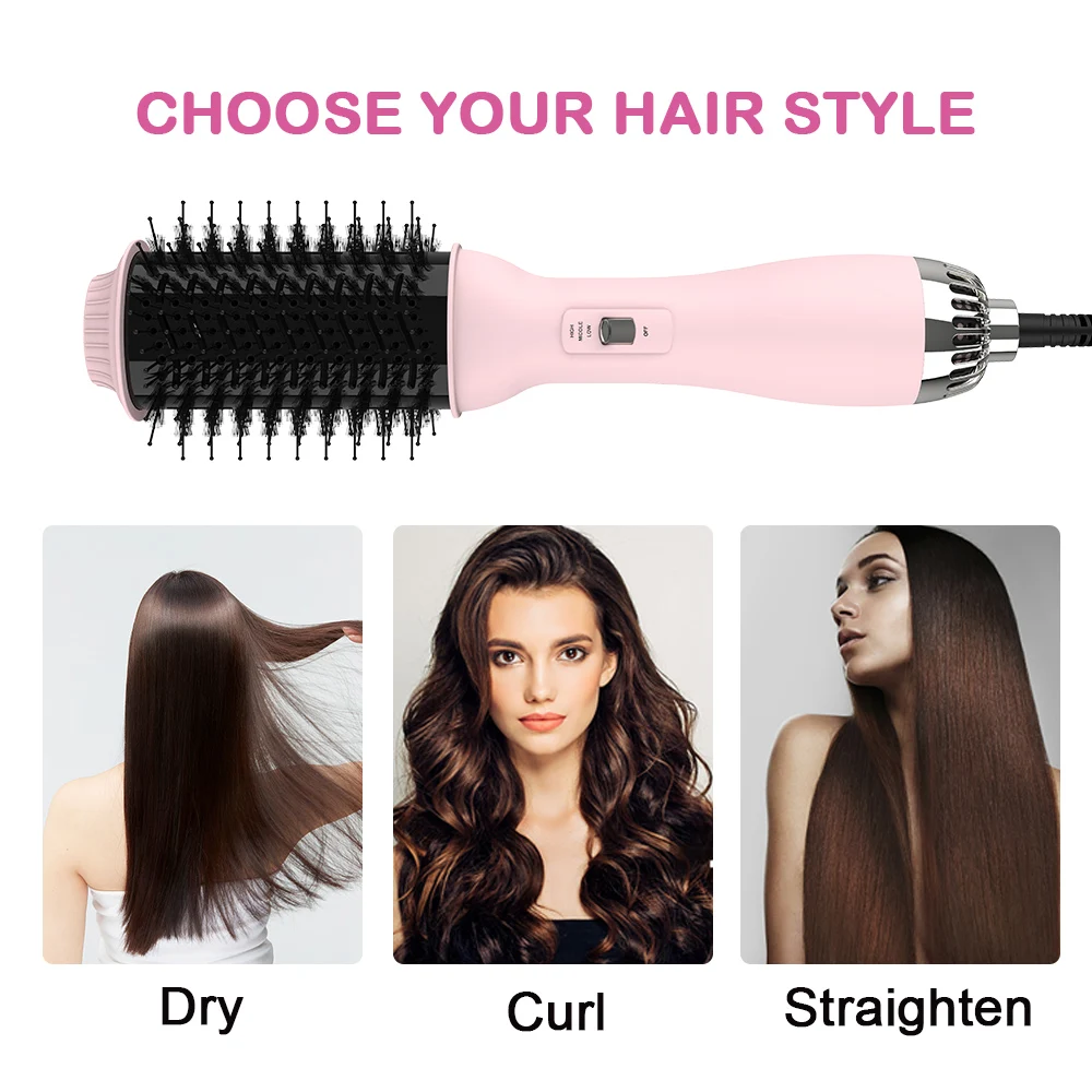 SMET New Hair Dryer Hot Air Brush 4 In 1 Multifunctional Negative Ions Hair Blow Dryer Straightener Brush
