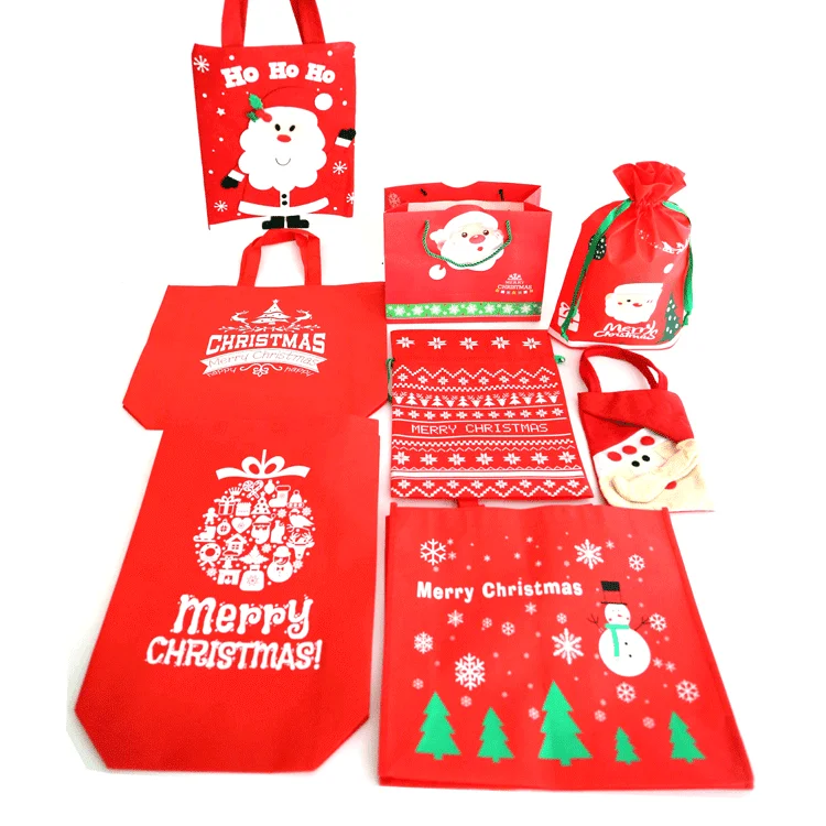 Christmas non woven bag laminated tote pp bags festival custom polypropylene non-woven laminate bags for shopping
