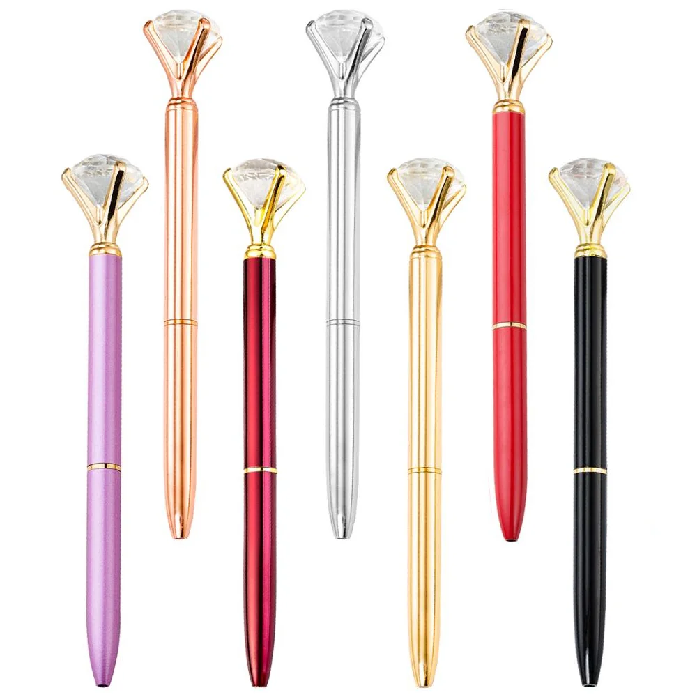 2023 Factory Outlets Shining Metal Ballpoint Pen Multiple Colors Customized Logo Diamond Pen For Women