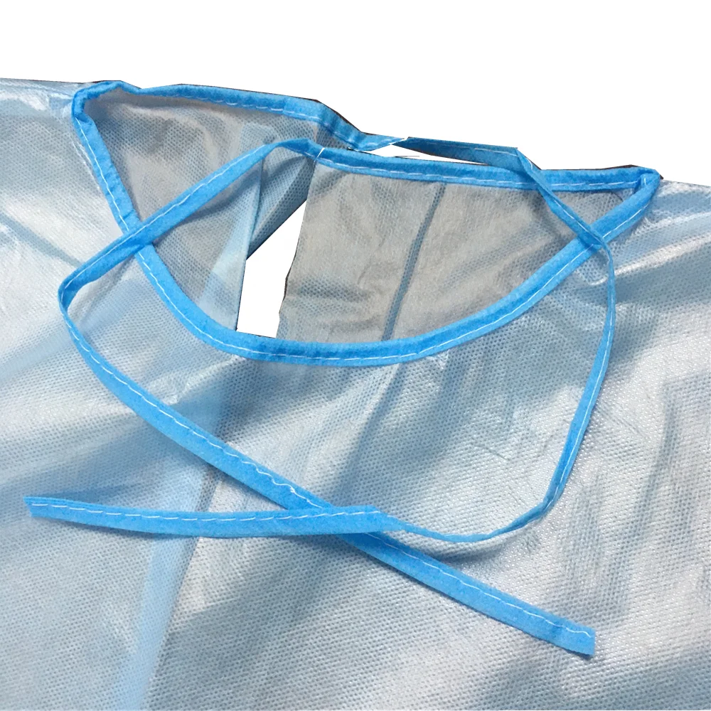 AAMI PB70 LEVEL 2 disposable isolation protective gown with ultrasonic sewing in blue