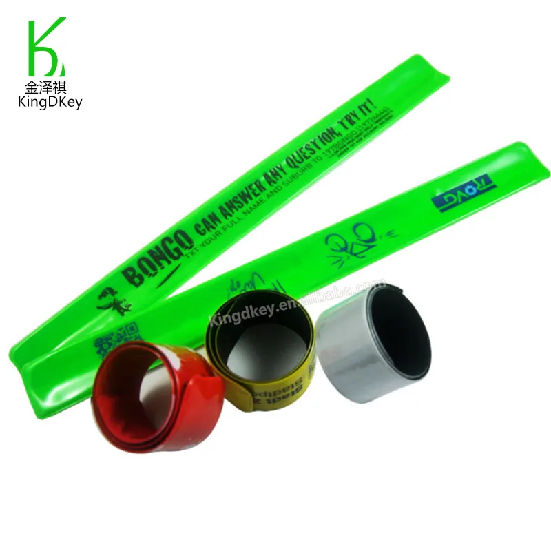 Cheap long wide custom ruler slap watch bands colorful hot promotional slap bracelet reflective slap on bracelet