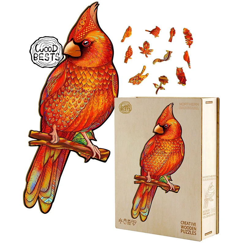 WOODBESTS New NORTHERN CARDINAL unique shaped jigsaw puzzle animal 3D jigsaw wooden puzzle