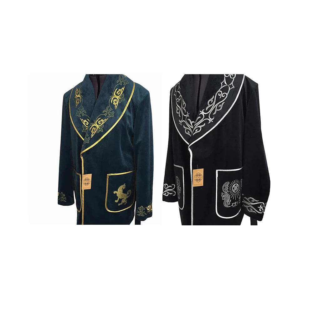 
Long Length Kazakh National Warming Chapan Clothing with Collar 