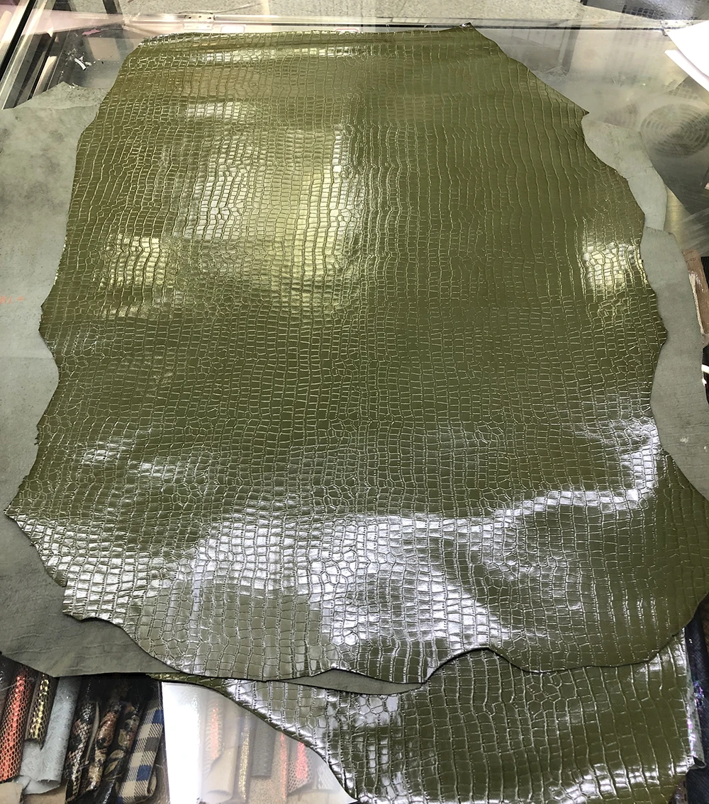 Real Crocodile embossed sheep skin alligator pattern leather for shoes bags jewelry box