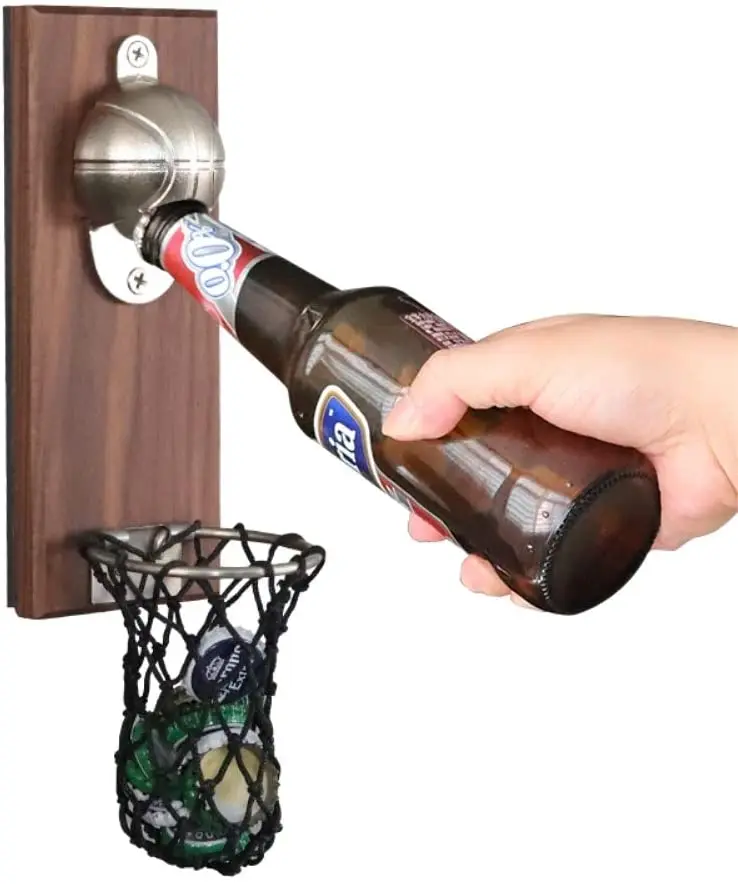 Wall Mounted Stainless Steel Bottle Opener with Net  Catcher Wine Openers Solid and Durable Beer Openers for Bar