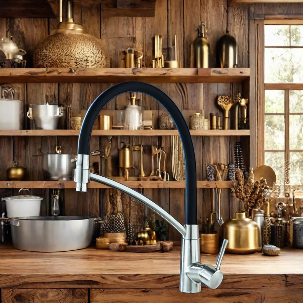 Modern Single-Handle Brass Pull-Down Pull-Out Kitchen Faucet Flexible Sprayer Single-Hole Ceramic Valve Installation Hotels Sink