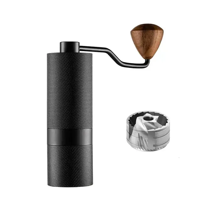Wooden Handle Portable Small Manual Coffee Grinder Adjustable Manual Coffee Grinder with Stainless Steel Hand Crank