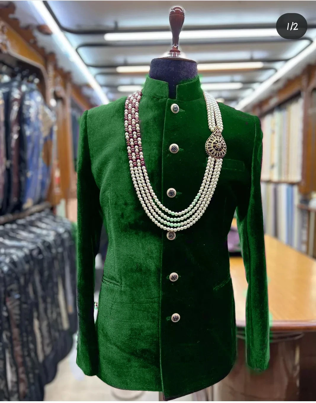 Velvet Mandarin Collar Men Suits India Wedding Groom Party Dress 2 Piece Costume Homme Business Single Breasted Outfits For Man