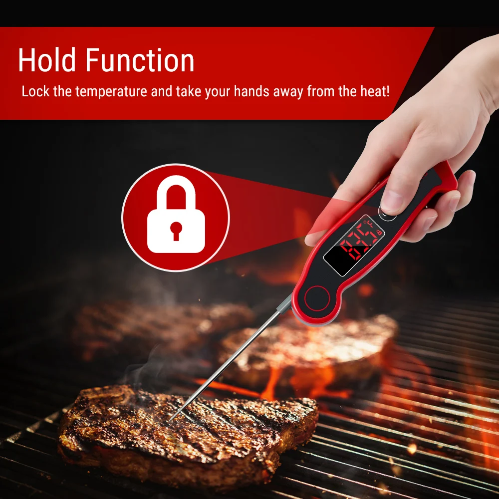 ThermoPro TP19 Waterproof Digital Meat Thermometer for Grilling with Backlit & Thermocouple Instant Read Thermometer