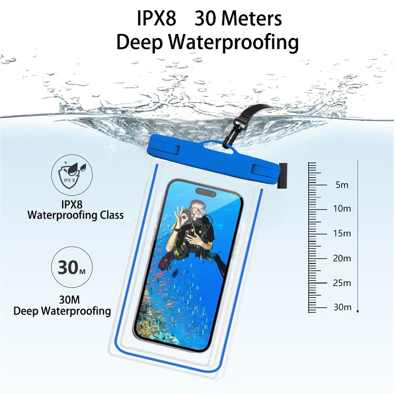 Mobile Phone Waterproof Phone Case Clear Waterproof Bag Pouch Pvc Night Light Water Proof Universal Cell Phone Bag For Iphone