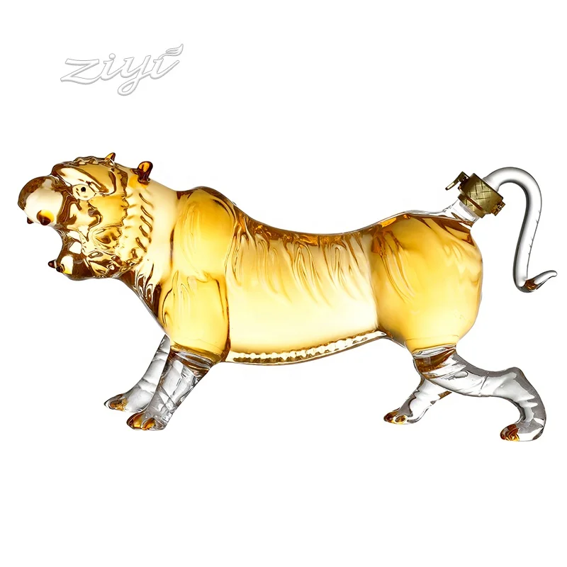 Стеклянная бутылка для вина с животными 500 мл 1000 виски в форме тигра ручная работа стеклянная