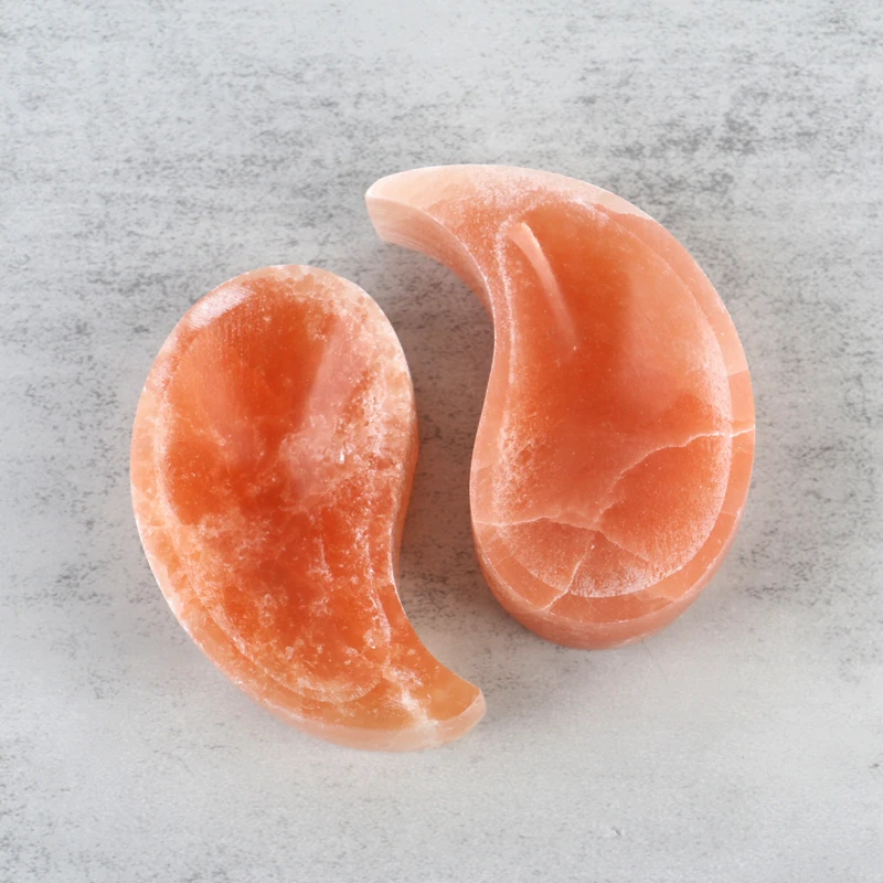 Wholesale Natural Orange Selenite Tai Chi Bowl Selenite Yin Yang Fish Dish Set
