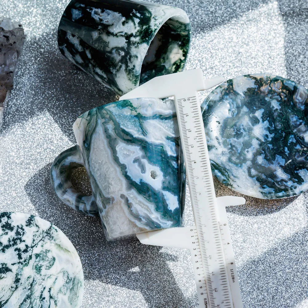 Natural Stones Moss Agate Crystal Cup Set Gemstone Crafts Crystal Wholesale Bulk