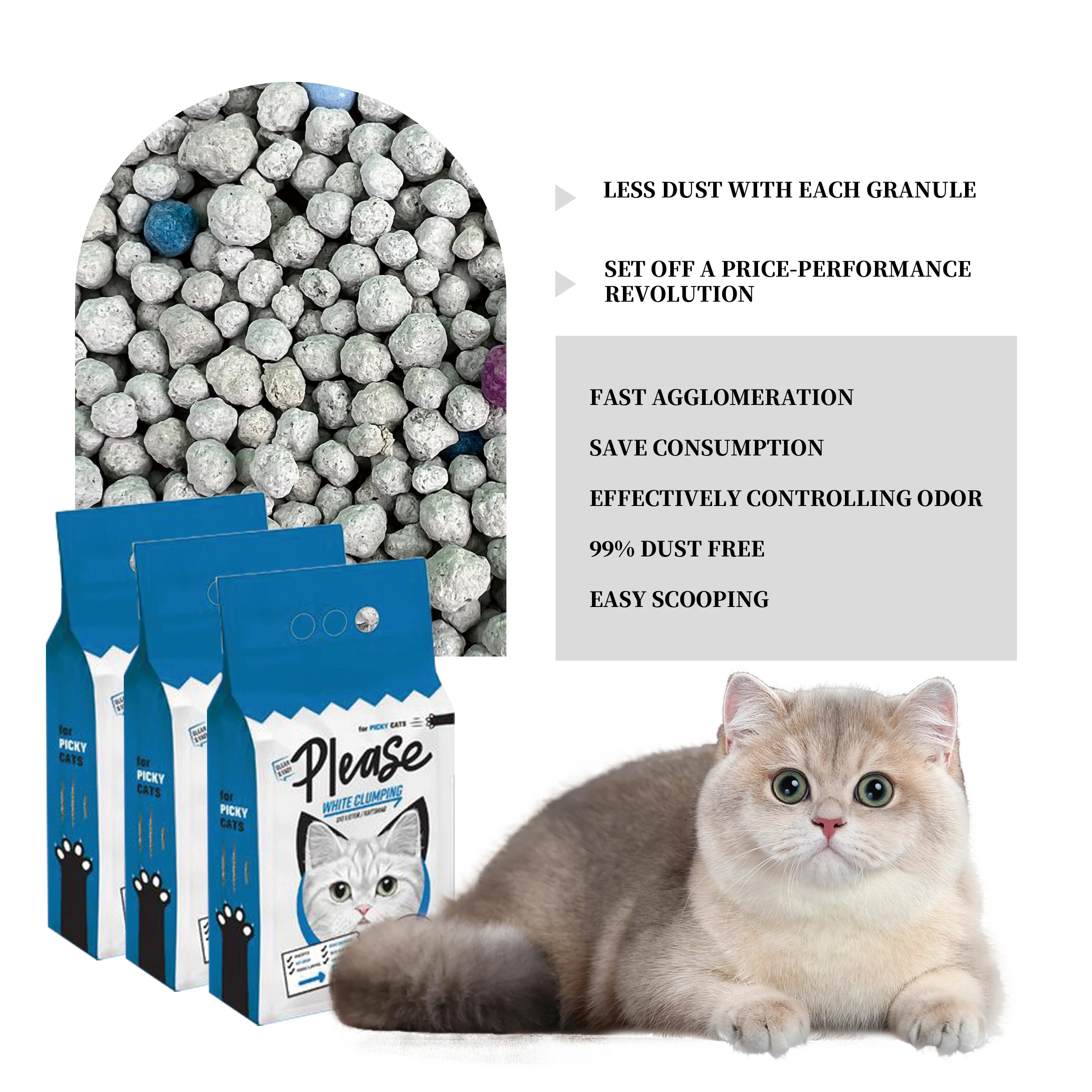 Bentonite Cat Litter with Diverse Shapes Latest Competitive Pricing for Cat quick delivery good service