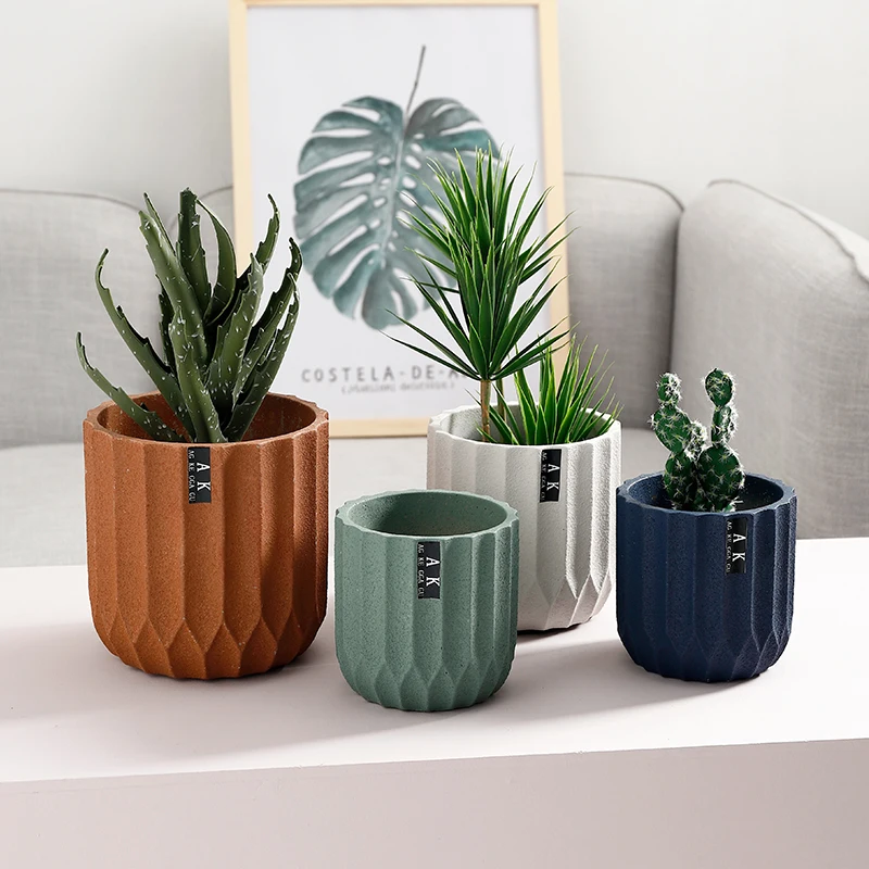 Nordic style customizable frosted cement succulent pot fashion art indoor decoration plant flower pot for garden