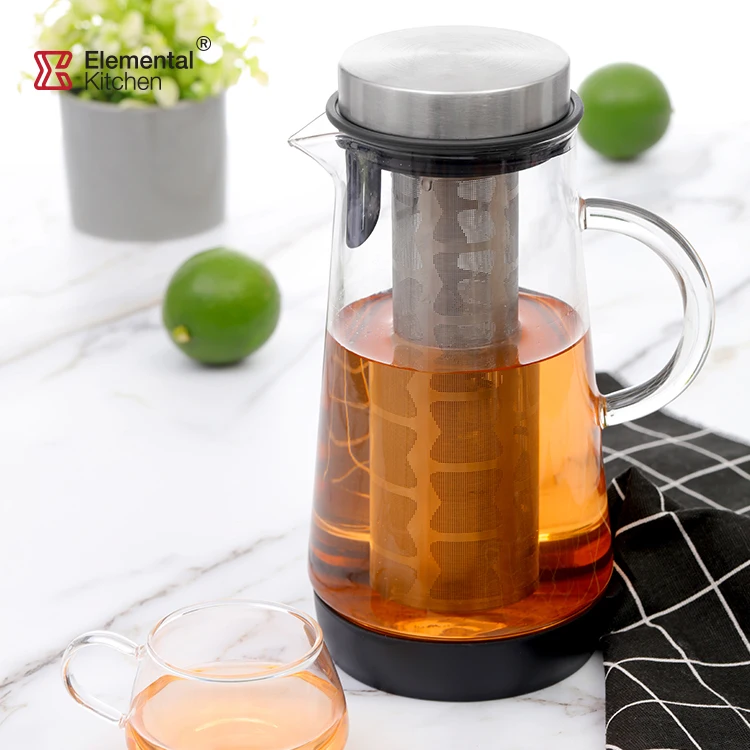1500ml transparent glass cold water pitcher set ingusion jug with infuser filter