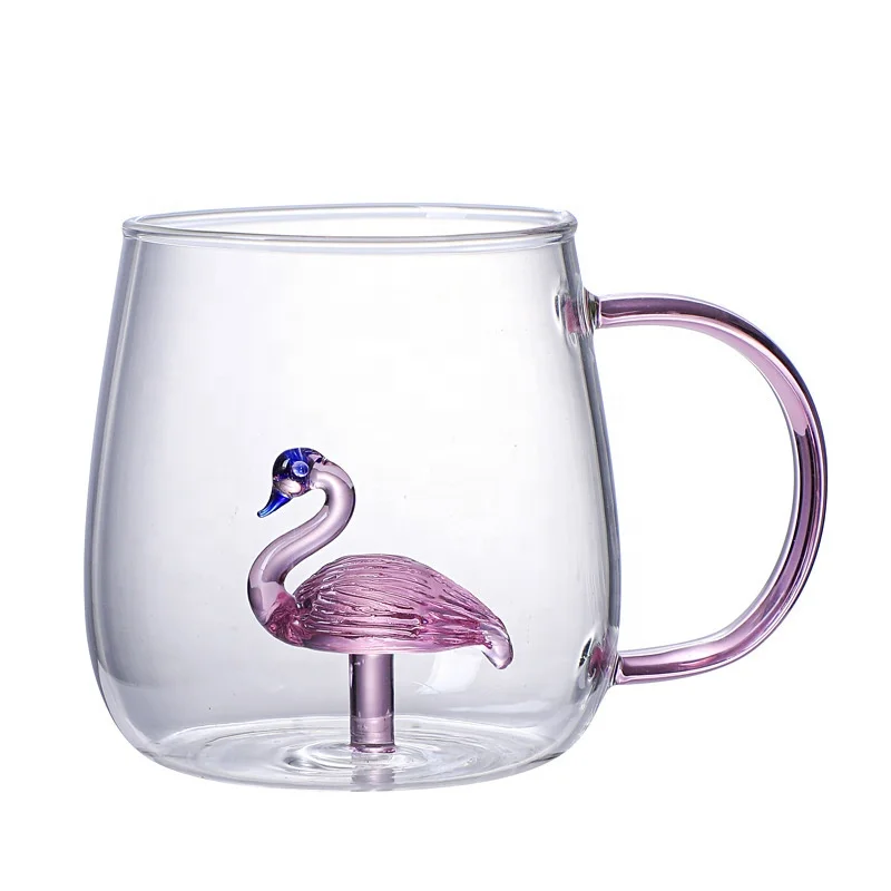 Factory Wholesale Creative 3D Animal Cute Drinking Glass Coffee Cups with Handle