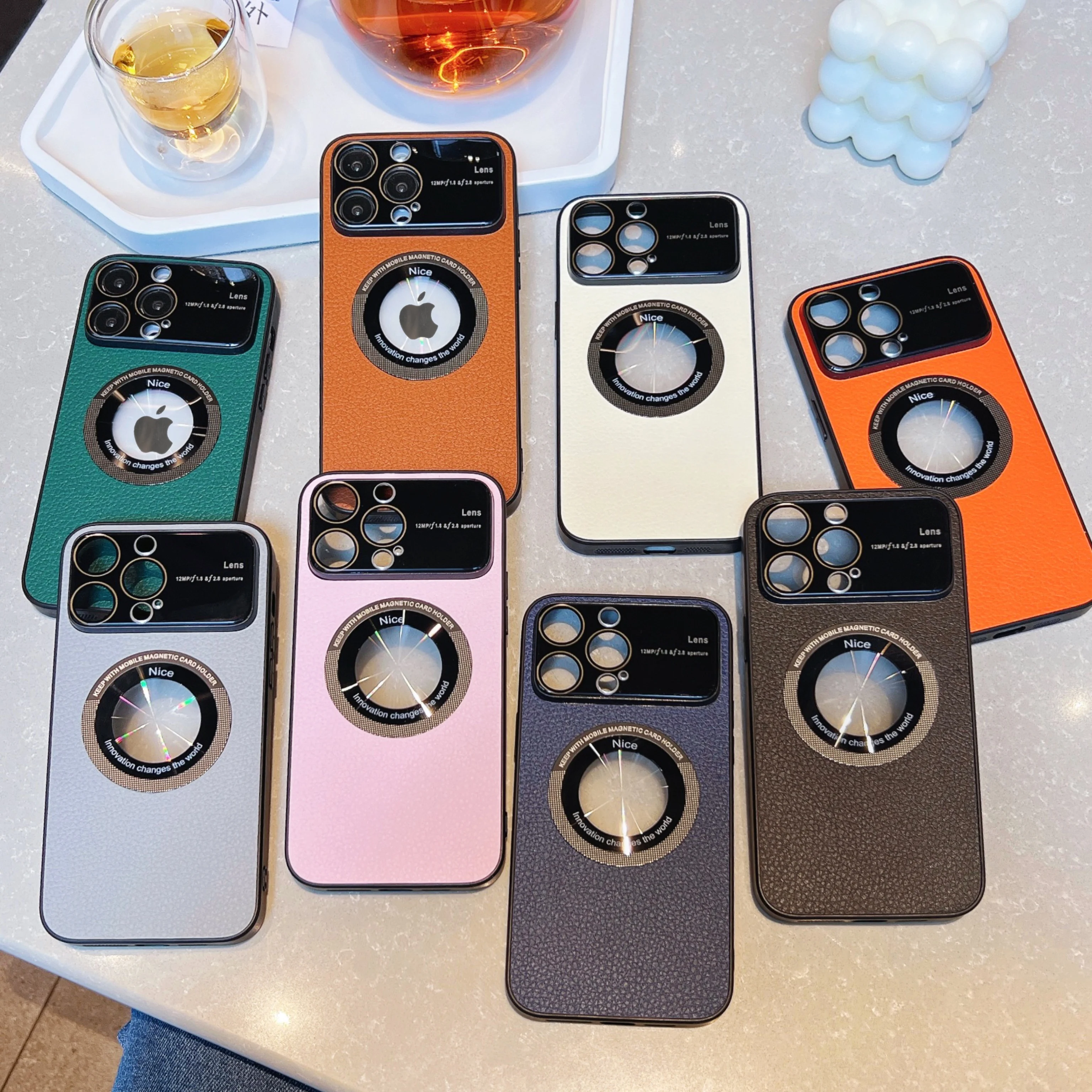 OEM Luxury Litchi patterned Magnetic Case with Camera Protector for iPhone 12 13 14 Pro Max Wireless Charger Phone Case