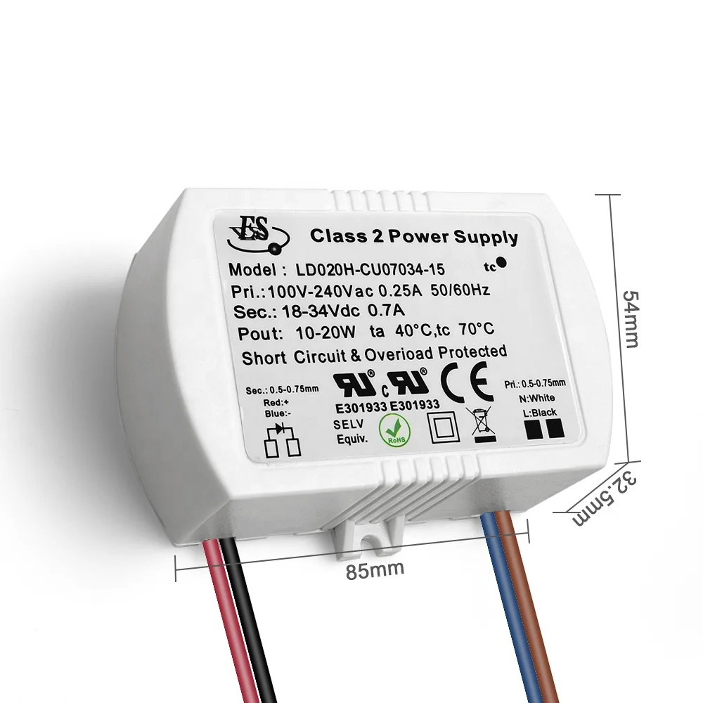1050ma 12-24vdc 20w Es се Кул уль 75% эффективность переменного/постоянного тока водонепроницаемый Ip65 светодиодный