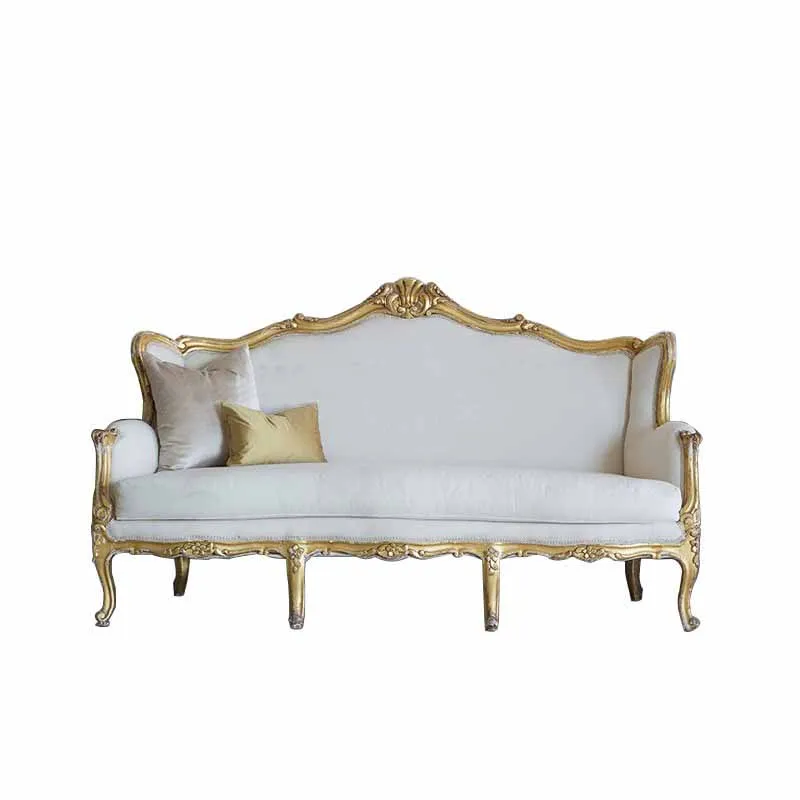 French living room fashion Solid wood antique made old 3 people sofa chair