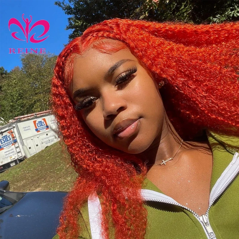 13x4 Lace Front Wig Ginger Orange Color Human Hair Wigs Deep Wave Wigs For Women Human Hair Brazilian Remy Hair
