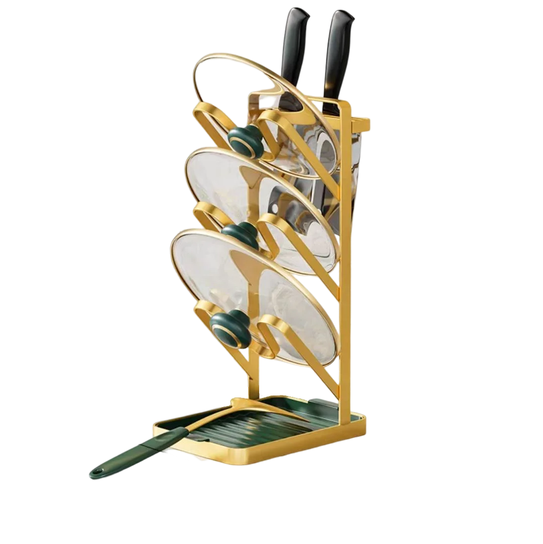 kitchen metal Chopping pan soup spoon ladle pot lid cover Utensil Drying storage Organizer display hanger stand holder rest Rack