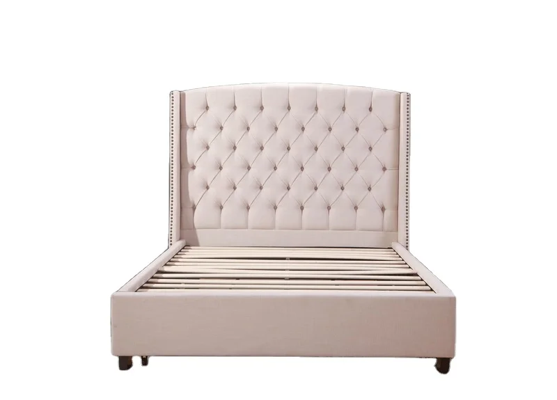Latest design bed frame American style king Queen size bed with storage cabinet
