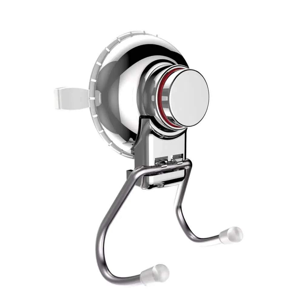 Push to Lock Bathroom No Drilling Twin Hooks with Strong Suction Cup Shower Room Vacuum Suction Towel Hooks