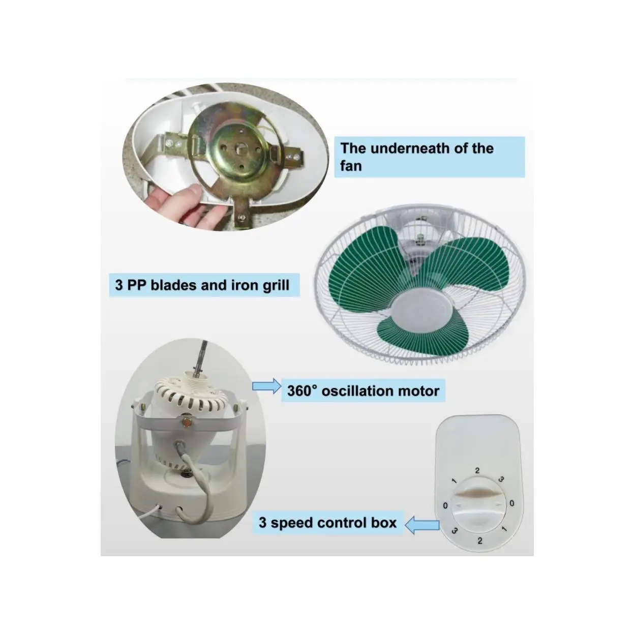 MONA Solar Orbit Fan With Remote Control 3 Or 5 PP Blades Orbit Fan With Regulator 16 Inch DC12V Solar Orbit Fan