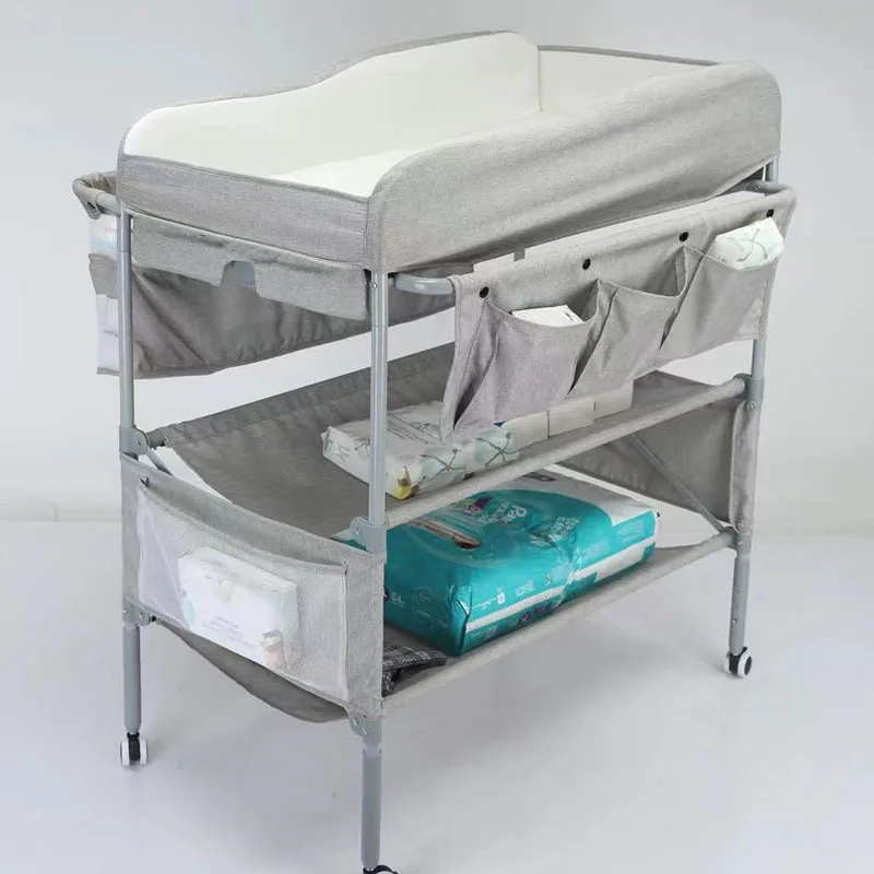 Portable Nursery Furniture Foldable Baby Diaper Changing Table With Basket Storage