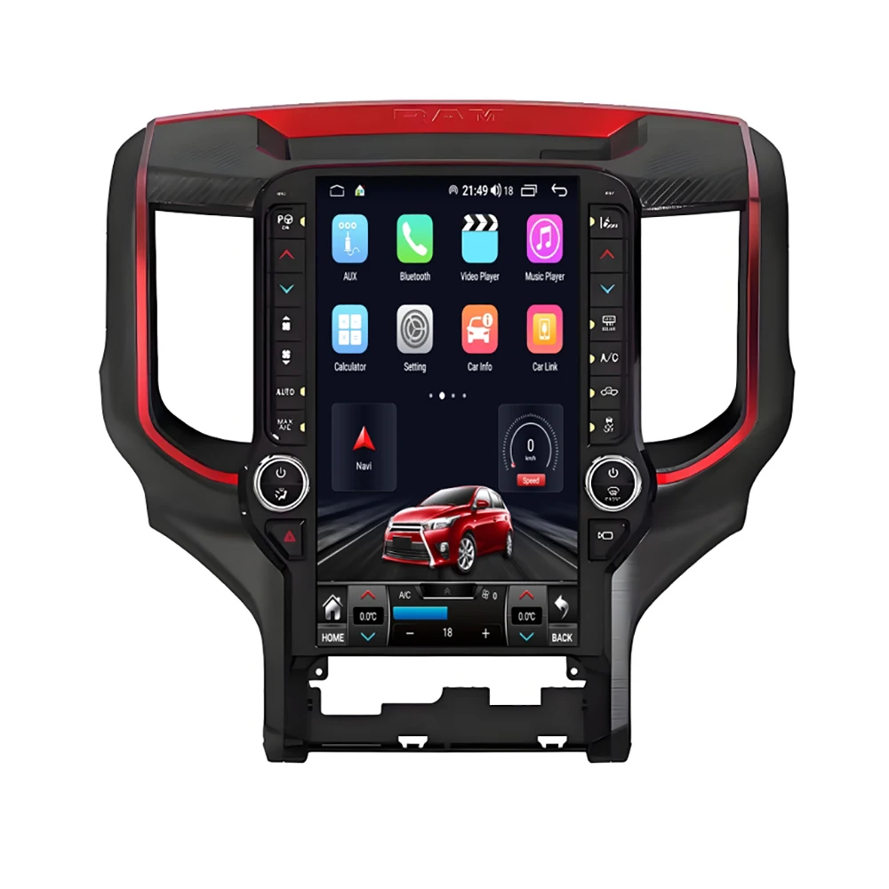 RUISO Car Radio Android Car Player For Dodge RAM 1500 2500 3500 2019 - 2022 GPS auto carplay for Tesla Vertical Screen